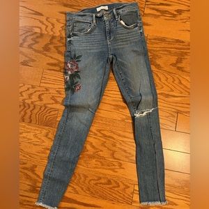 LOFT skinny flower painted jeans